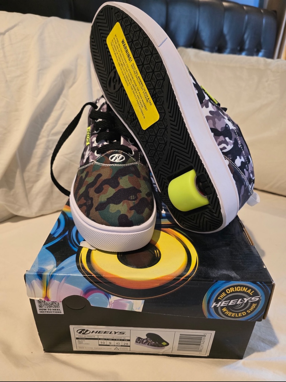 Heelys Kids Camouflage Sneakers with Neon Yellow Wheel